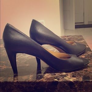 Black leather heels